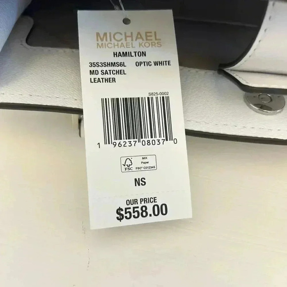 Michael Kors Purse Hamilton Medium Leather Satchel Optic white - Picture 8 of 9